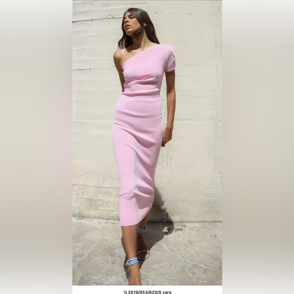 Zara One Shoulder Light Pink Dress